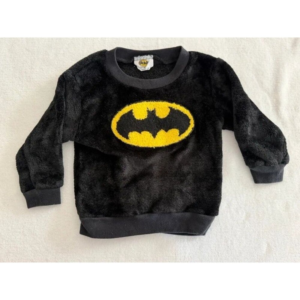 Official Batman Infant Plush Fleece Sweatshirt Black Yellow Size 12M Cozy